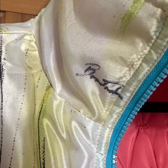 Reversible Designer Multicolor thigh length Sleeveless Vest with Yellow Accents - Picture 4 of 8